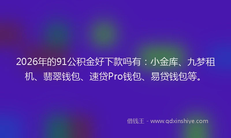 2026年的91公积金好下款吗有：小金库、九梦租机、翡翠钱包、速贷Pro钱包、易贷钱包等。