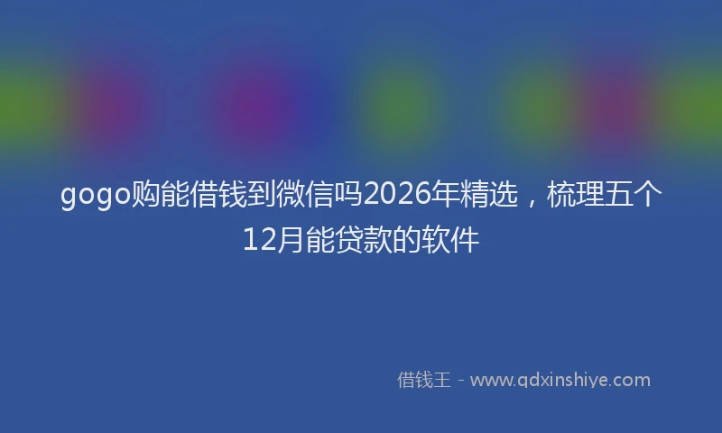 gogo购能借钱到微信吗2026年精选,梳理五个12月能贷款的软件