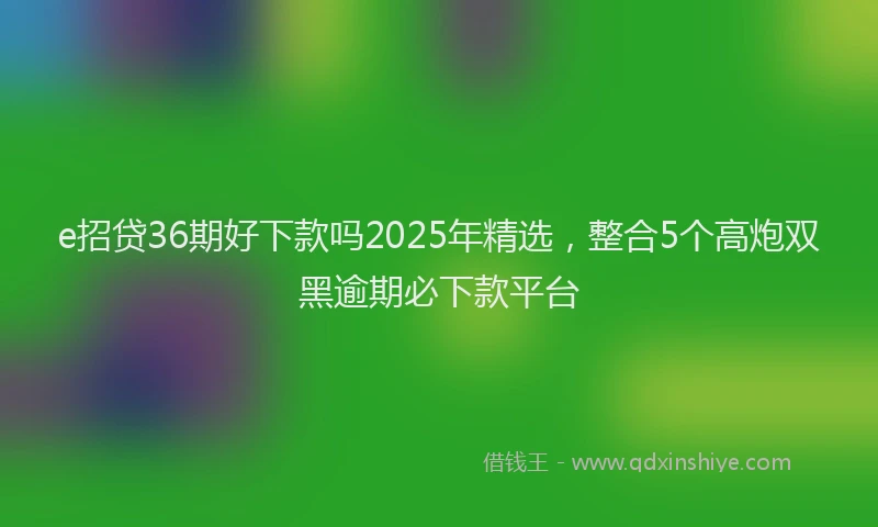 e招贷36期好下款吗2025年精选，整合5个高炮双黑逾期必下款平台