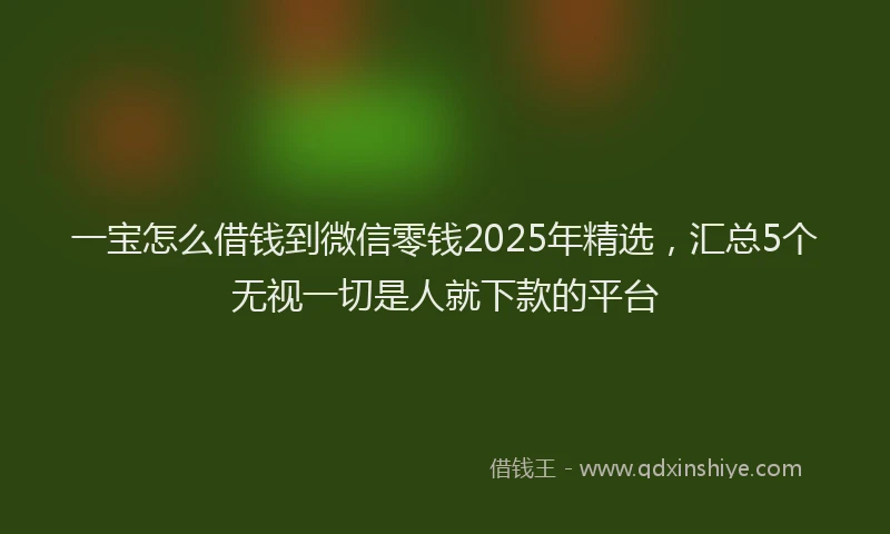 一宝怎么借钱到微信零钱2025年精选,汇总5个无视一切是人就下款的平台