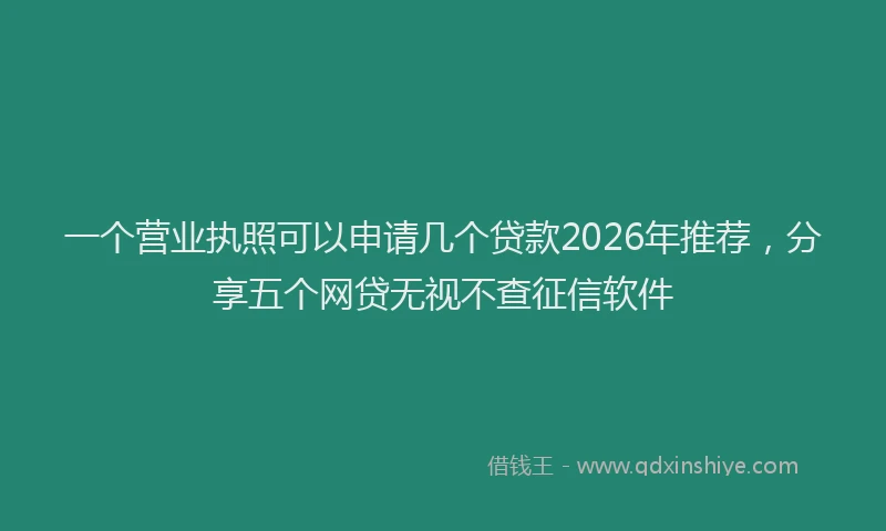 一个营业执照可以申请几个贷款2026年推荐，分享五个网贷无视不查征信软件