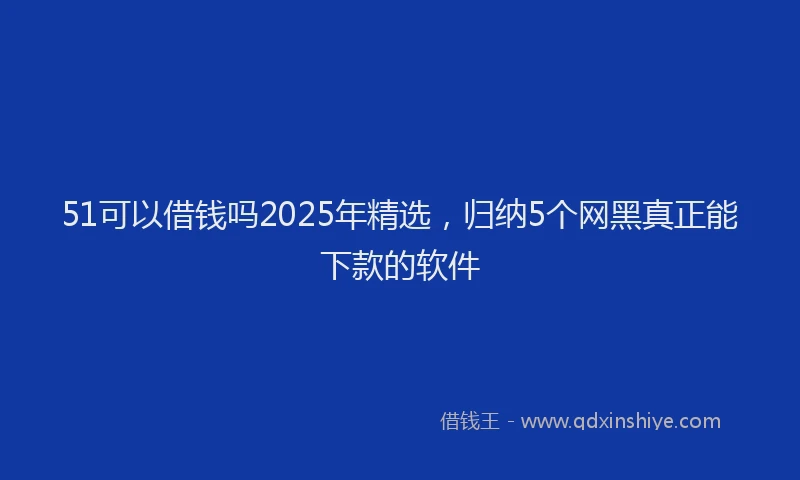51可以借钱吗2025年精选，归纳5个网黑真正能下款的软件