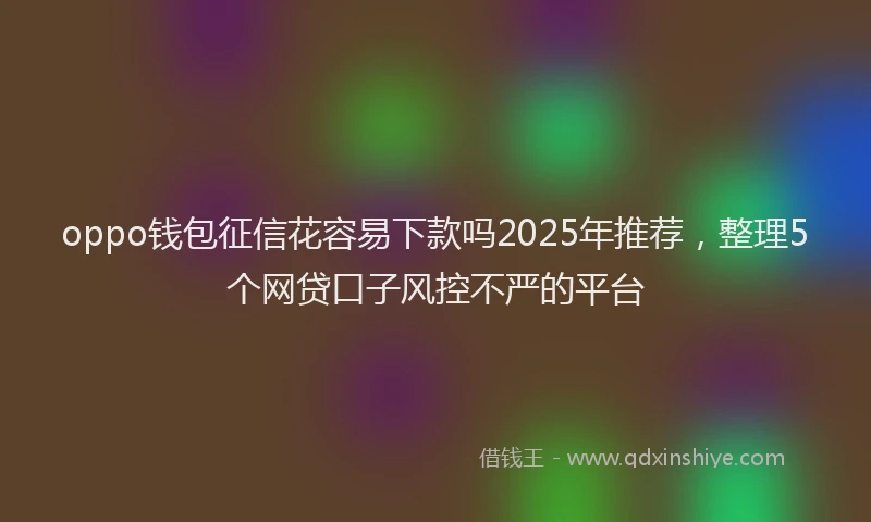 oppo钱包征信花容易下款吗2025年推荐，整理5个网贷口子风控不严的平台