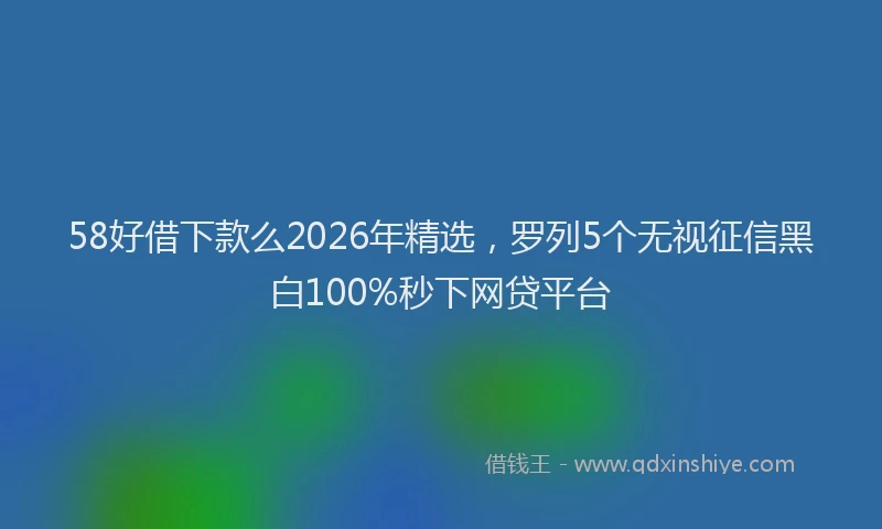58好借下款么2026年精选，罗列5个无视征信黑白100%秒下网贷平台