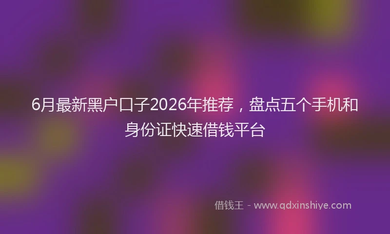 6月最新黑户口子2026年推荐，盘点五个手机和身份证快速借钱平台