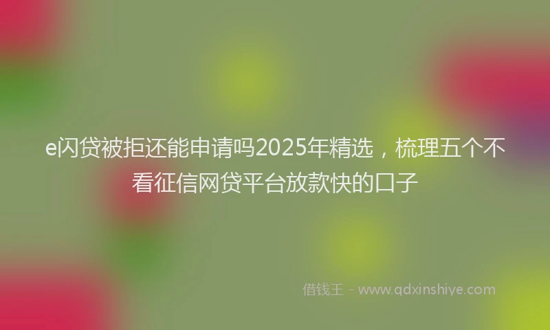 e闪贷被拒还能申请吗2025年精选，梳理五个不看征信网贷平台放款快的口子