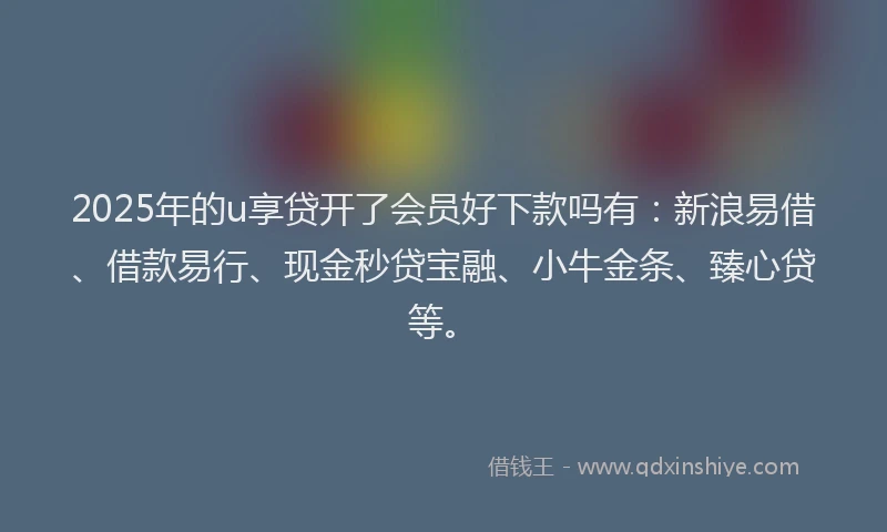 2025年的u享贷开了会员好下款吗有：新浪易借、借款易行、现金秒贷宝融、小牛金条、臻心贷等。