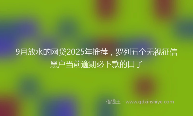 9月放水的网贷2025年推荐，罗列五个无视征信黑户当前逾期必下款的口子