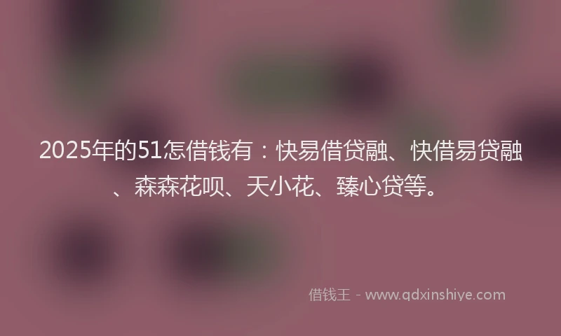 2025年的51怎借钱有：快易借贷融、快借易贷融、森森花呗、天小花、臻心贷等。