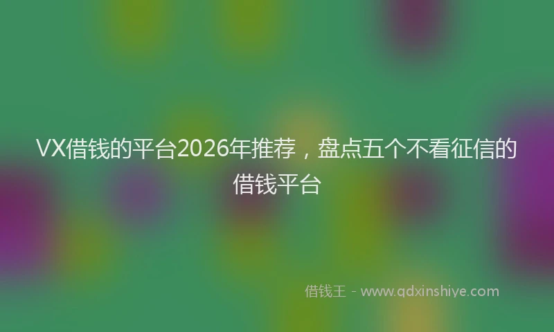 VX借钱的平台2026年推荐，盘点五个不看征信的借钱平台