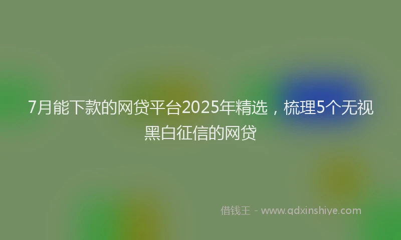 7月能下款的网贷平台2025年精选,梳理5个无视黑白征信的网贷