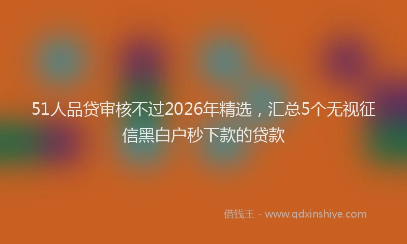 51人品贷审核不过2026年精选，汇总5个无视征信黑白户秒下款的贷款