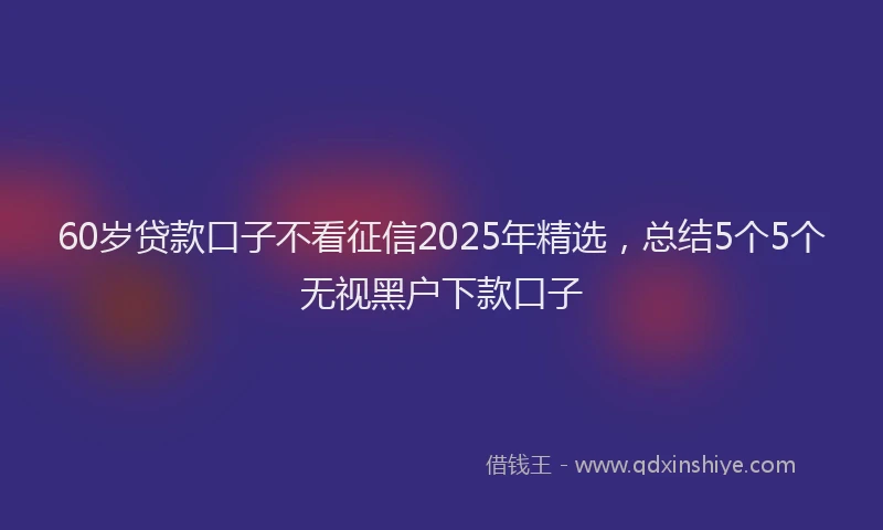 60岁贷款口子不看征信2025年精选，总结5个5个无视黑户下款口子