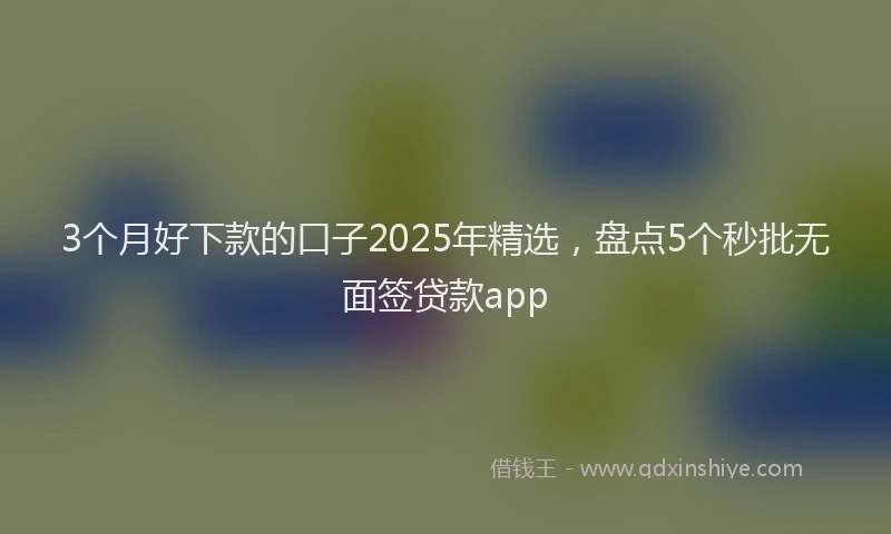 3个月好下款的口子2025年精选，盘点5个秒批无面签贷款app