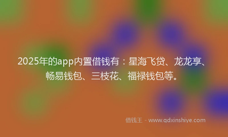 2025年的app内置借钱有：星海飞贷、龙龙享、畅易钱包、三枝花、福禄钱包等。