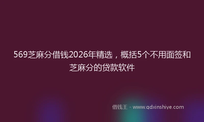 569芝麻分借钱2026年精选，概括5个不用面签和芝麻分的贷款软件