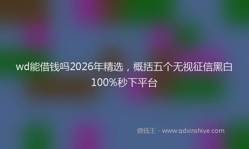 wd能借钱吗2026年精选，概括五个无视征信黑白100%秒下平台