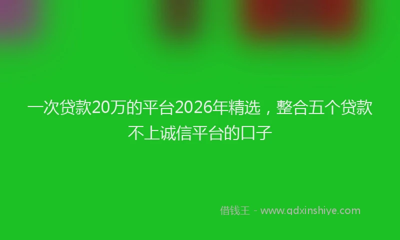 一次贷款20万的平台2026年精选，整合五个贷款不上诚信平台的口子
