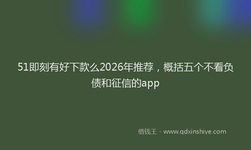 51即刻有好下款么2026年推荐，概括五个不看负债和征信的app