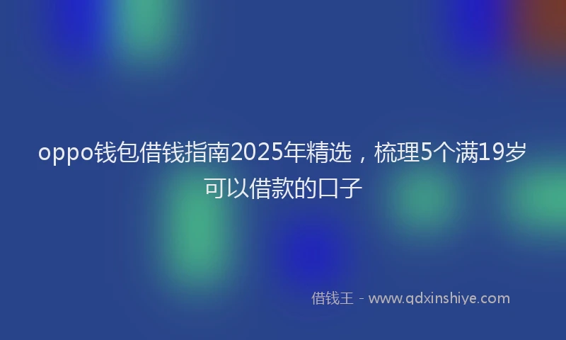 oppo钱包借钱指南2025年精选，梳理5个满19岁可以借款的口子