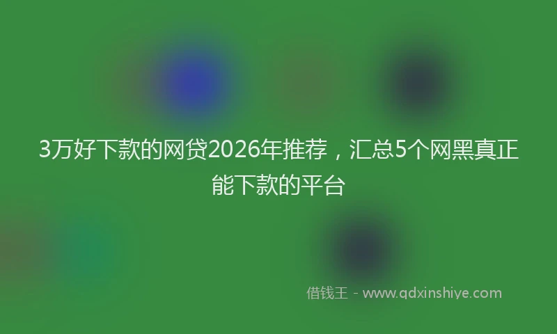 3万好下款的网贷2026年推荐,汇总5个网黑真正能下款的平台