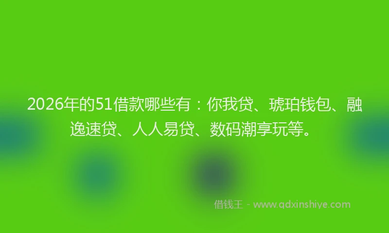 2026年的51借款哪些有:你我贷、琥珀钱包、融逸速贷、人人易贷、数码潮享玩等。