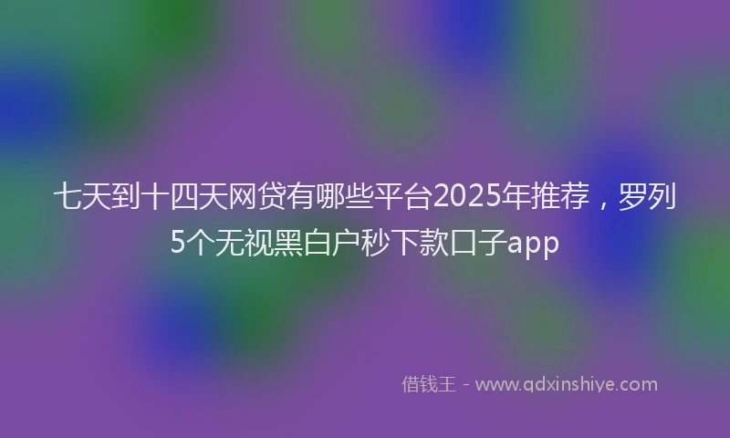 七天到十四天网贷有哪些平台2025年推荐，罗列5个无视黑白户秒下款口子app