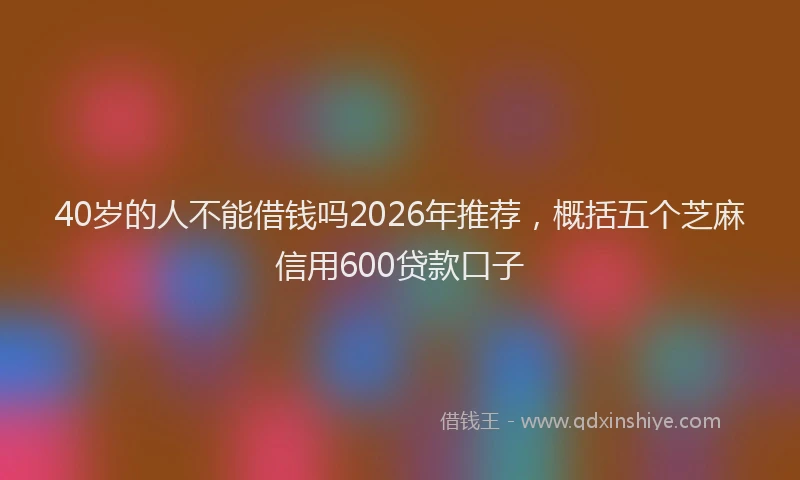 40岁的人不能借钱吗2026年推荐，概括五个芝麻信用600贷款口子