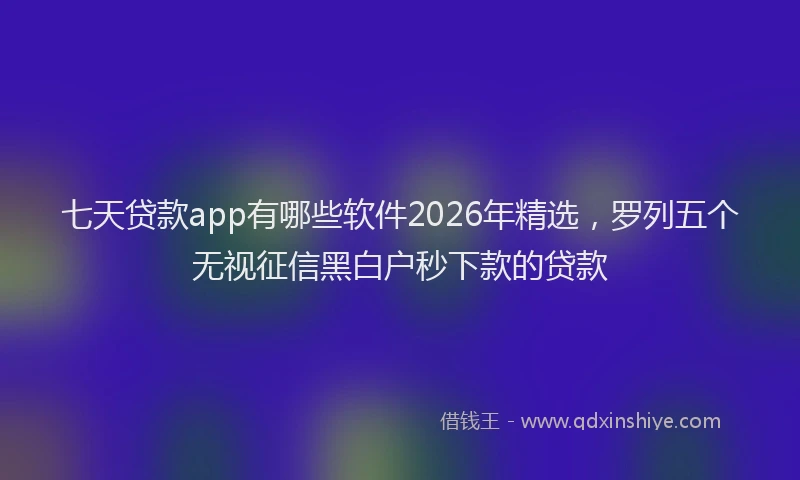 七天贷款app有哪些软件2026年精选，罗列五个无视征信黑白户秒下款的贷款