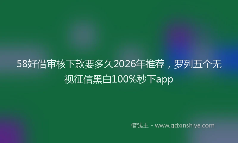 58好借审核下款要多久2026年推荐,罗列五个无视征信黑白100%秒下app