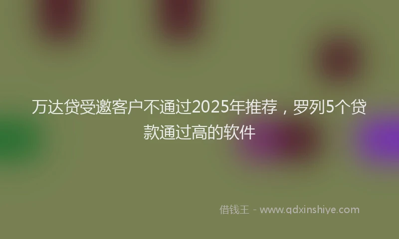 万达贷受邀客户不通过2025年推荐，罗列5个贷款通过高的软件