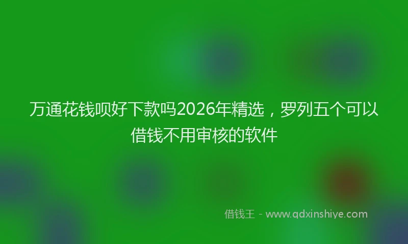 万通花钱呗好下款吗2026年精选，罗列五个可以借钱不用审核的软件