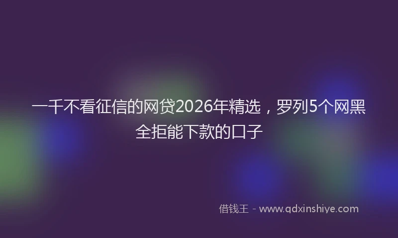 一千不看征信的网贷2026年精选，罗列5个网黑全拒能下款的口子