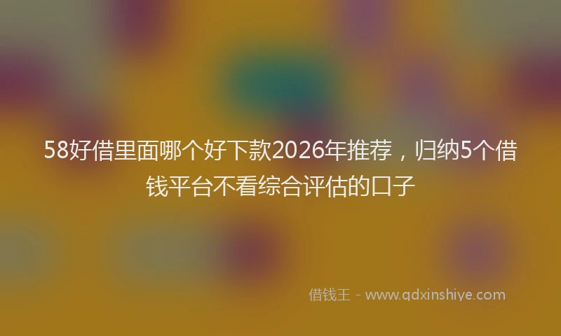 58好借里面哪个好下款2026年推荐，归纳5个借钱平台不看综合评估的口子