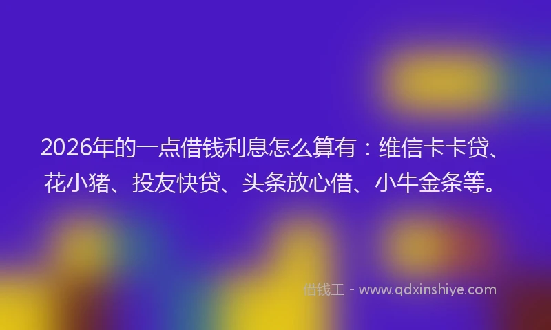 2026年的一点借钱利息怎么算有：维信卡卡贷、花小猪、投友快贷、头条放心借、小牛金条等。