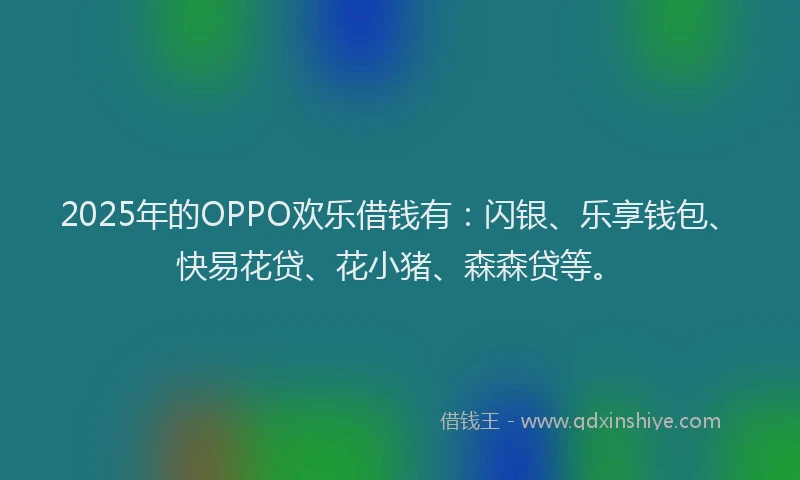 2025年的OPPO欢乐借钱有：闪银、乐享钱包、快易花贷、花小猪、森森贷等。