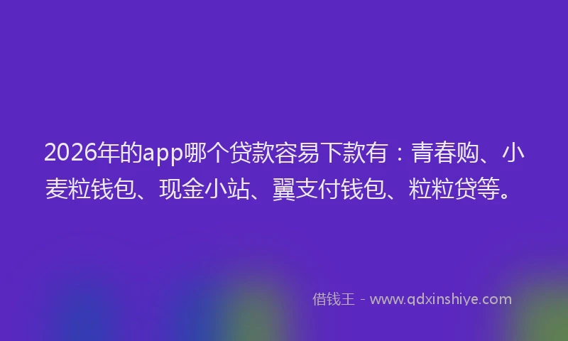 2026年的app哪个贷款容易下款有：青春购、小麦粒钱包、现金小站、翼支付钱包、粒粒贷等。