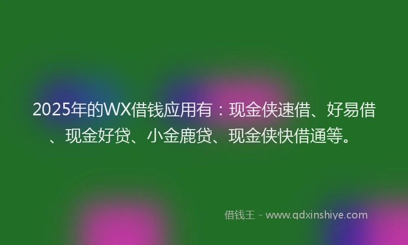2025年的WX借钱应用有：现金侠速借、好易借、现金好贷、小金鹿贷、现金侠快借通等。