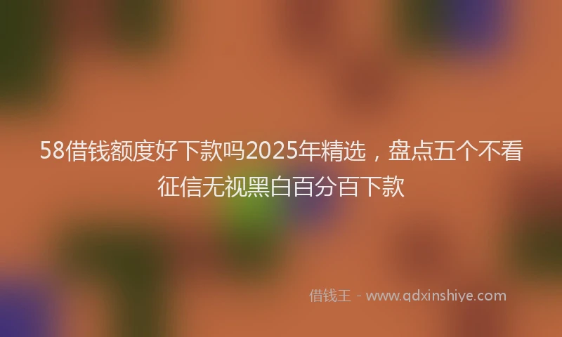 58借钱额度好下款吗2025年精选，盘点五个不看征信无视黑白百分百下款