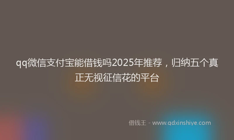 qq微信支付宝能借钱吗2025年推荐,归纳五个真正无视征信花的平台