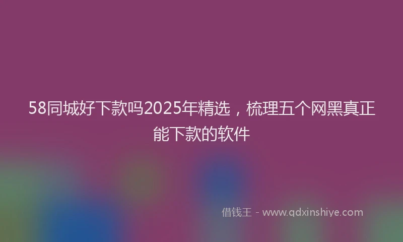 58同城好下款吗2025年精选，梳理五个网黑真正能下款的软件