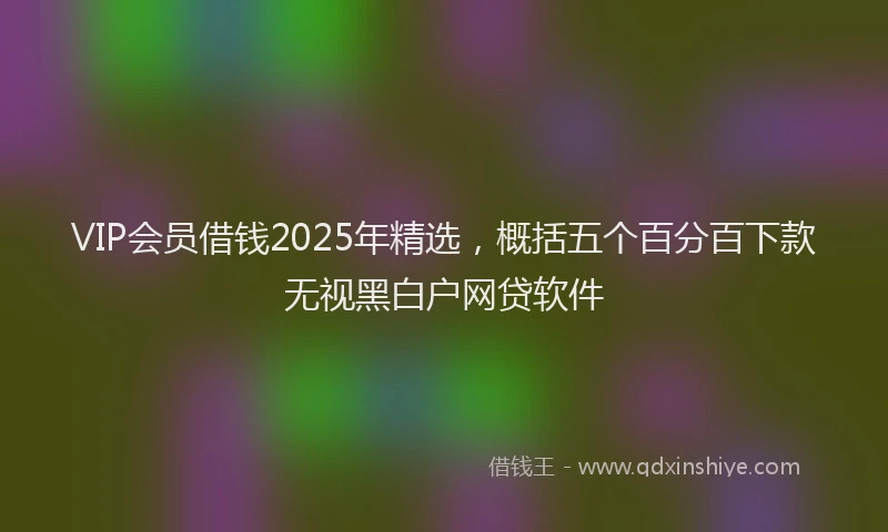 VIP会员借钱2025年精选，概括五个百分百下款无视黑白户网贷软件