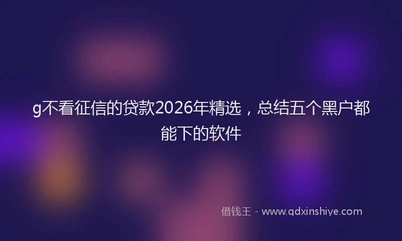 g不看征信的贷款2026年精选，总结五个黑户都能下的软件