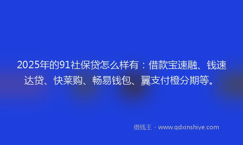 2025年的91社保贷怎么样有：借款宝速融、钱速达贷、快莱购、畅易钱包、翼支付橙分期等。
