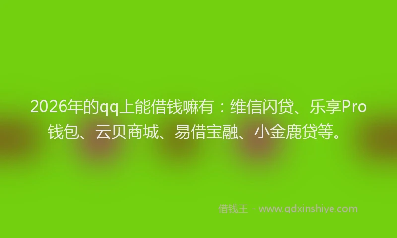 2026年的qq上能借钱嘛有：维信闪贷、乐享Pro钱包、云贝商城、易借宝融、小金鹿贷等。
