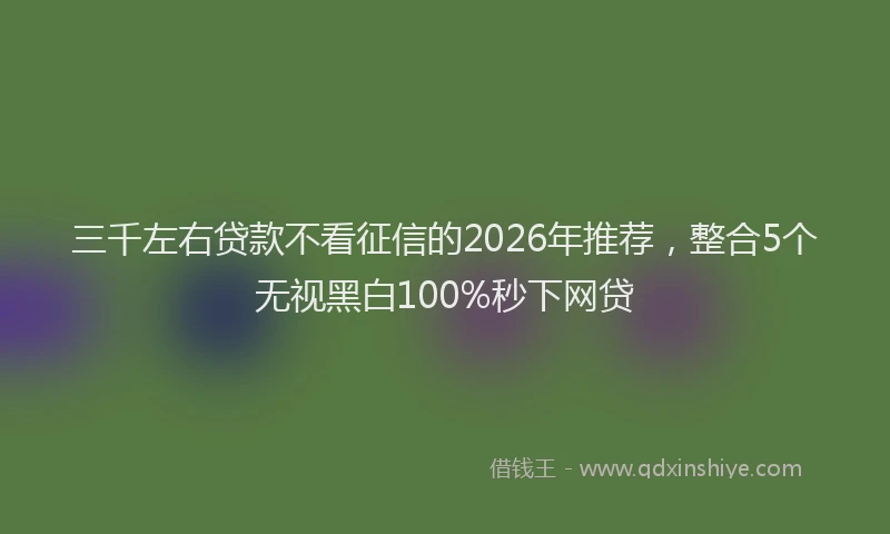 三千左右贷款不看征信的2026年推荐，整合5个无视黑白100%秒下网贷