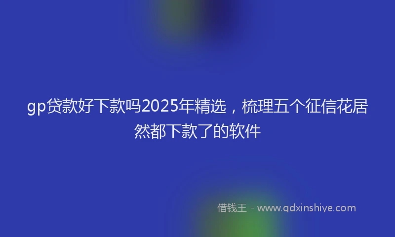 gp贷款好下款吗2025年精选，梳理五个征信花居然都下款了的软件