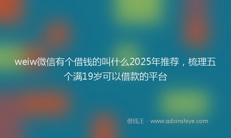 weiw微信有个借钱的叫什么2025年推荐，梳理五个满19岁可以借款的平台