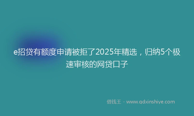 e招贷有额度申请被拒了2025年精选，归纳5个极速审核的网贷口子