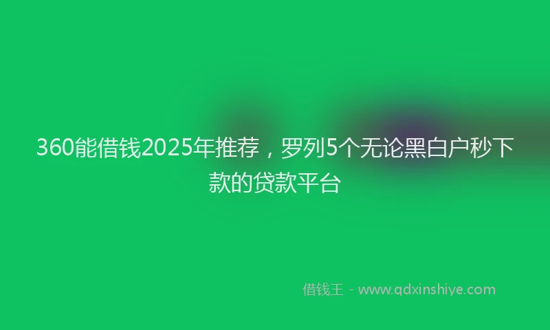 360能借钱2025年推荐，罗列5个无论黑白户秒下款的贷款平台